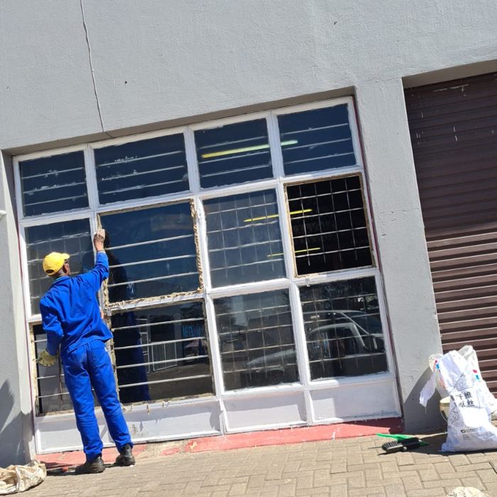 Glass replaced in a steel-frame window